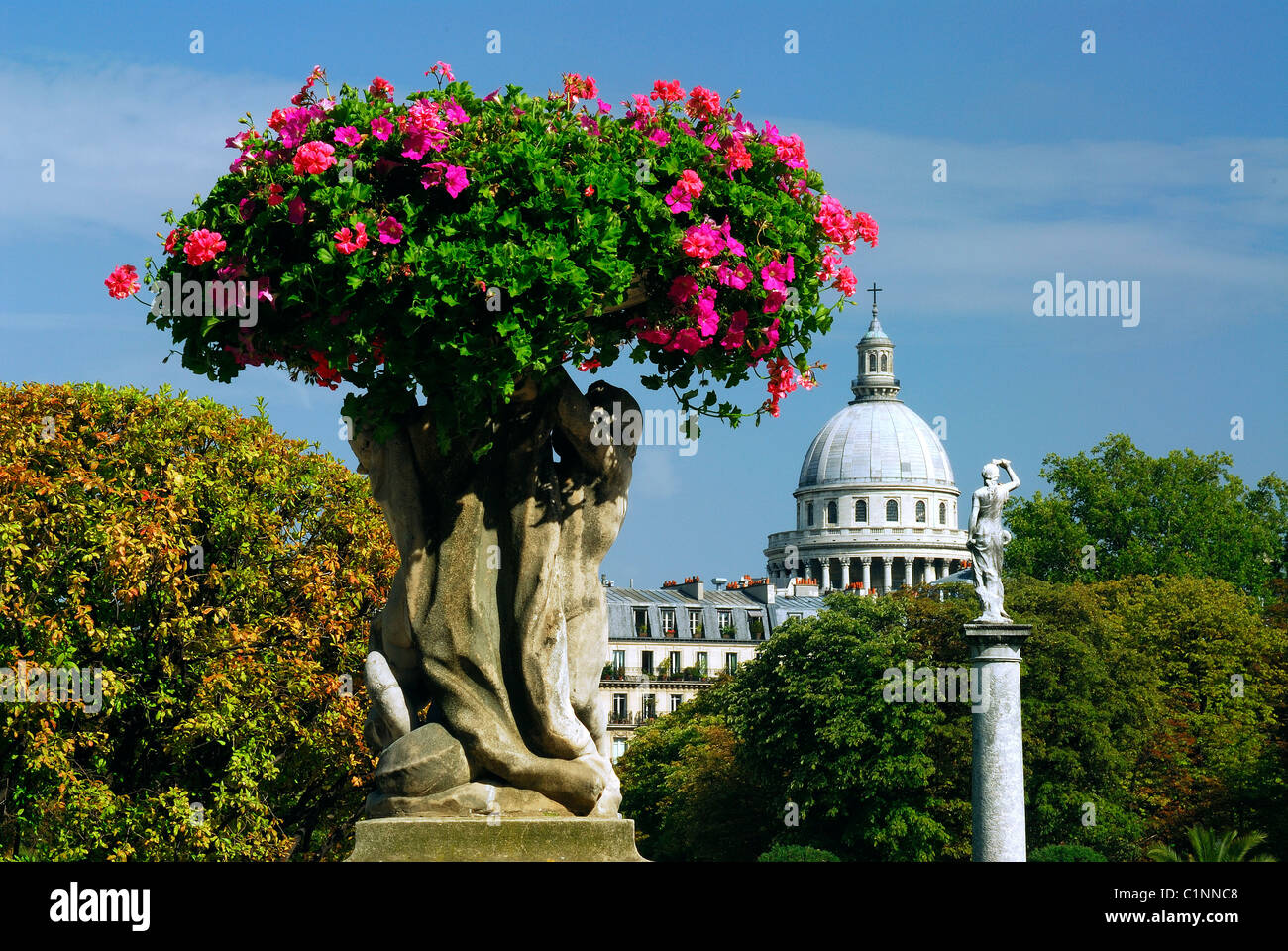 France, Paris, Luxembourg Garden and the Pantheon Stock Photo