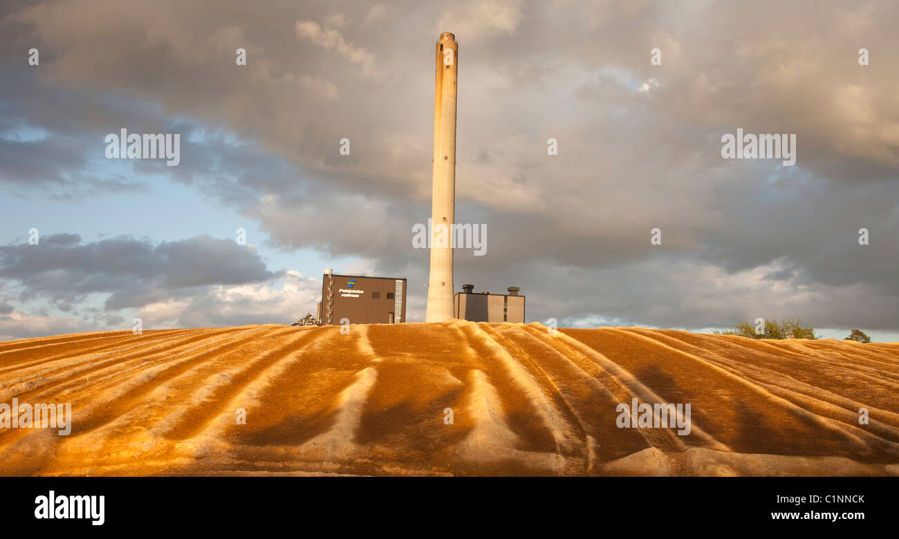 Peat burning power plant producing electricity and heat . Uses peat