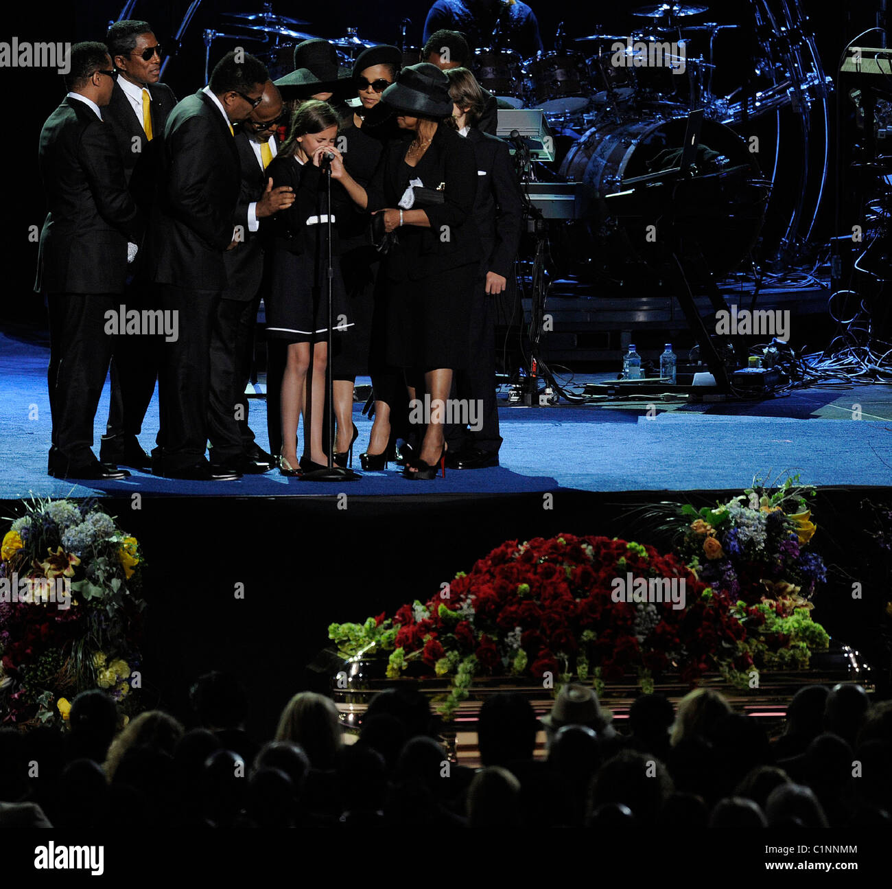 Paris Jackson with her family The memorial service for the King of Pop, Michael Jackson, at the Staples Center Los Angeles, Stock Photo