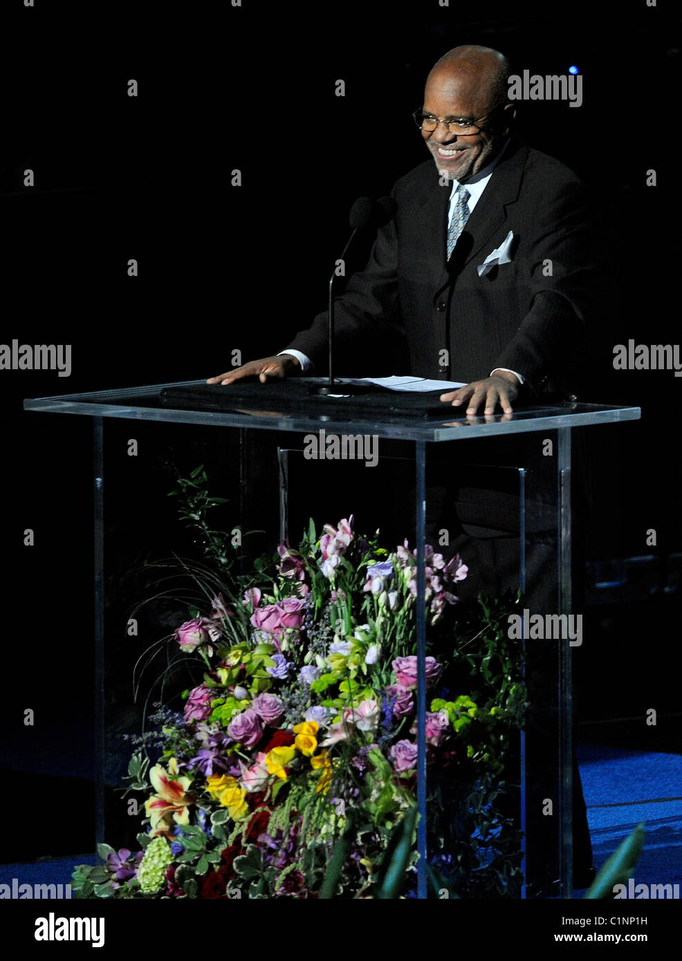 Berry Gordy Jr. The memorial service for the King of Pop, Michael Jackson, at the Staples Center Los Angeles, California - Stock Photo