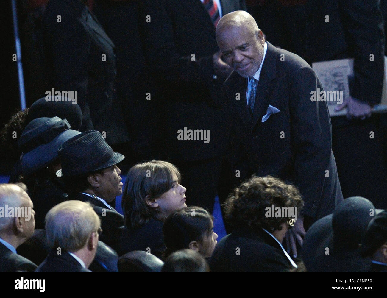 Rebbie Jackson, Joe Jackson, Prince Michael Jackson II AKA Blanket, producer Berry Gordy Jr. and Katherine Jackson  The Stock Photo