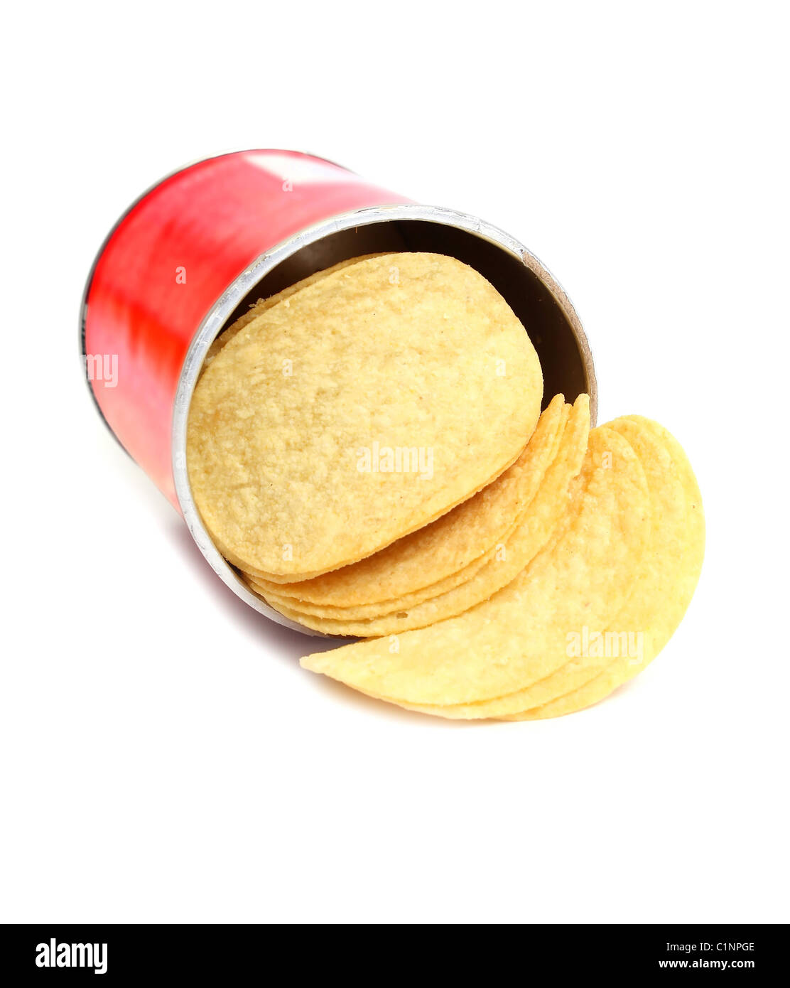 chips potato in box isolated on white background Stock Photo Alamy