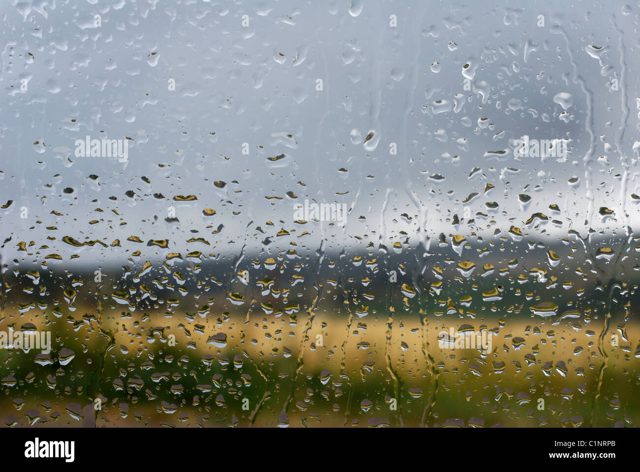 Water drops on window on a gray rainy day Stock Photo - Alamy