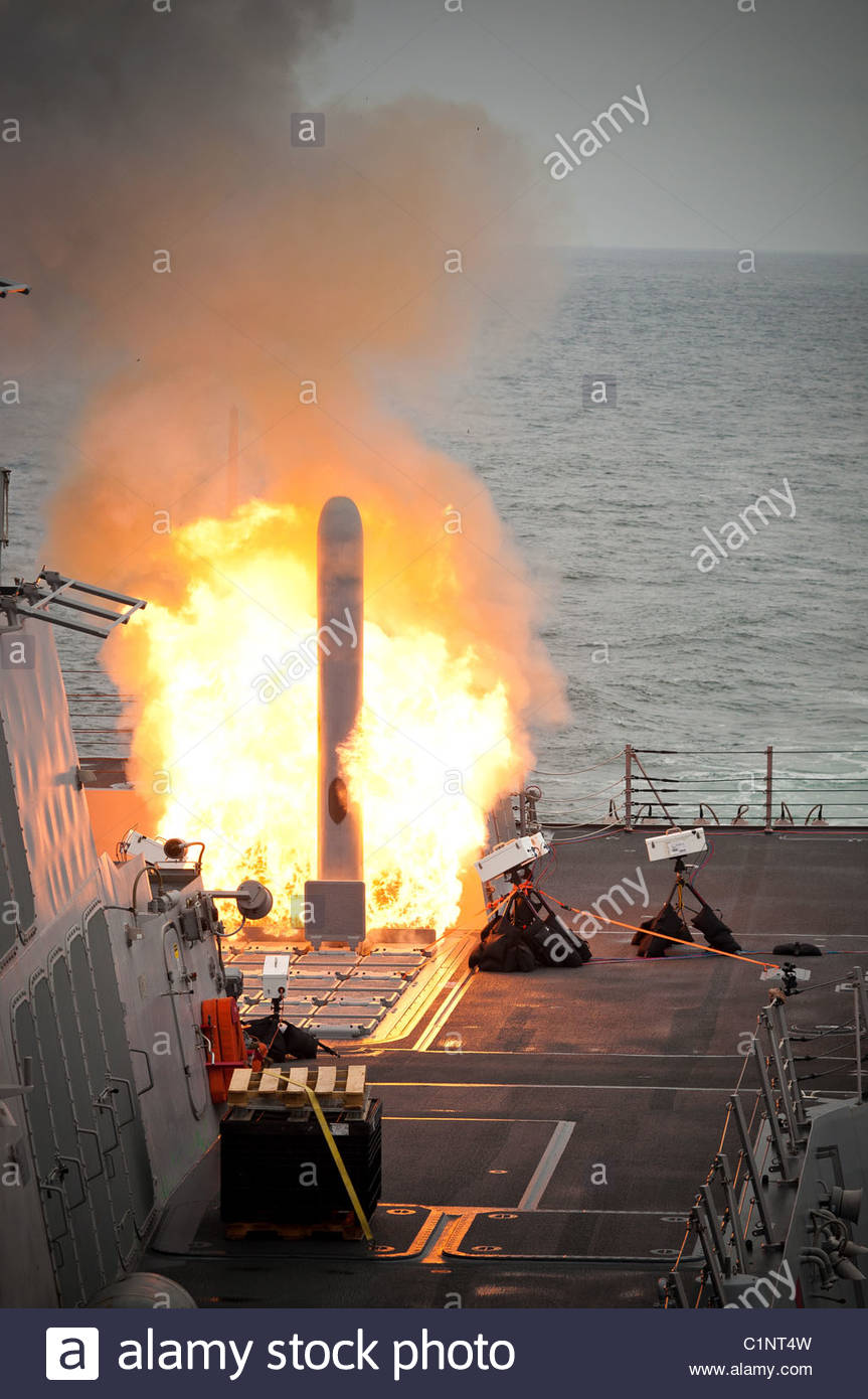 Guidedmissile destroyer USS Sterett (DDG 104) launches tomahawk land