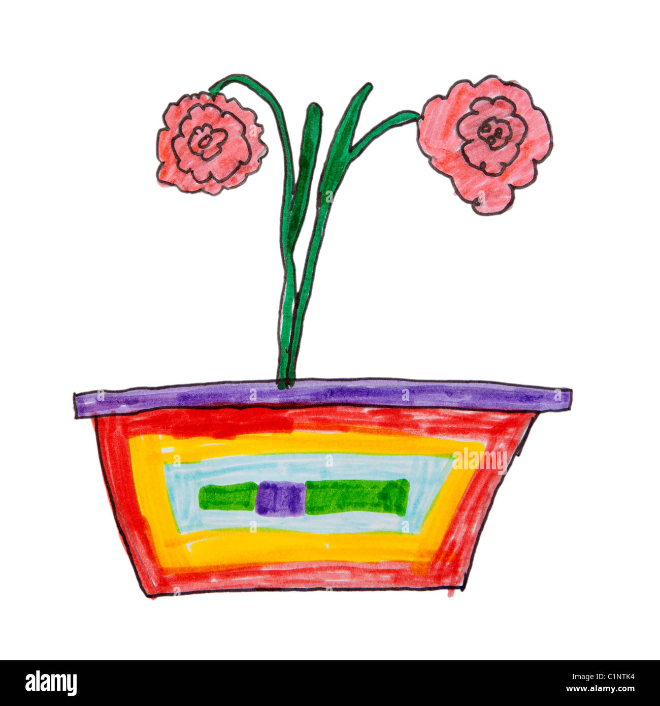 rose in vase. Child picture Stock Photo