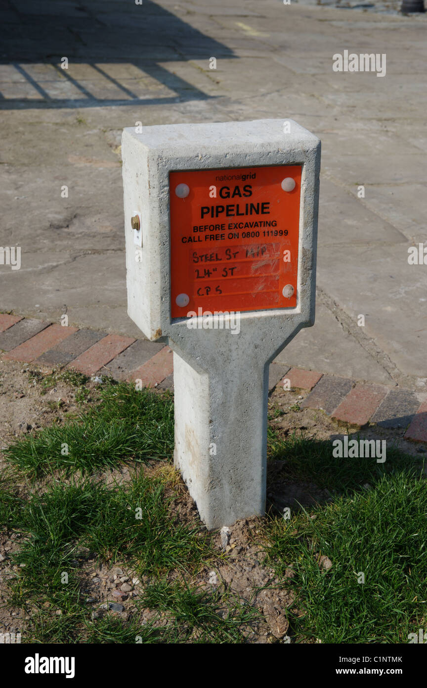 National Grid gas pipeline marker. Liverpool, Merseyside, England, UK