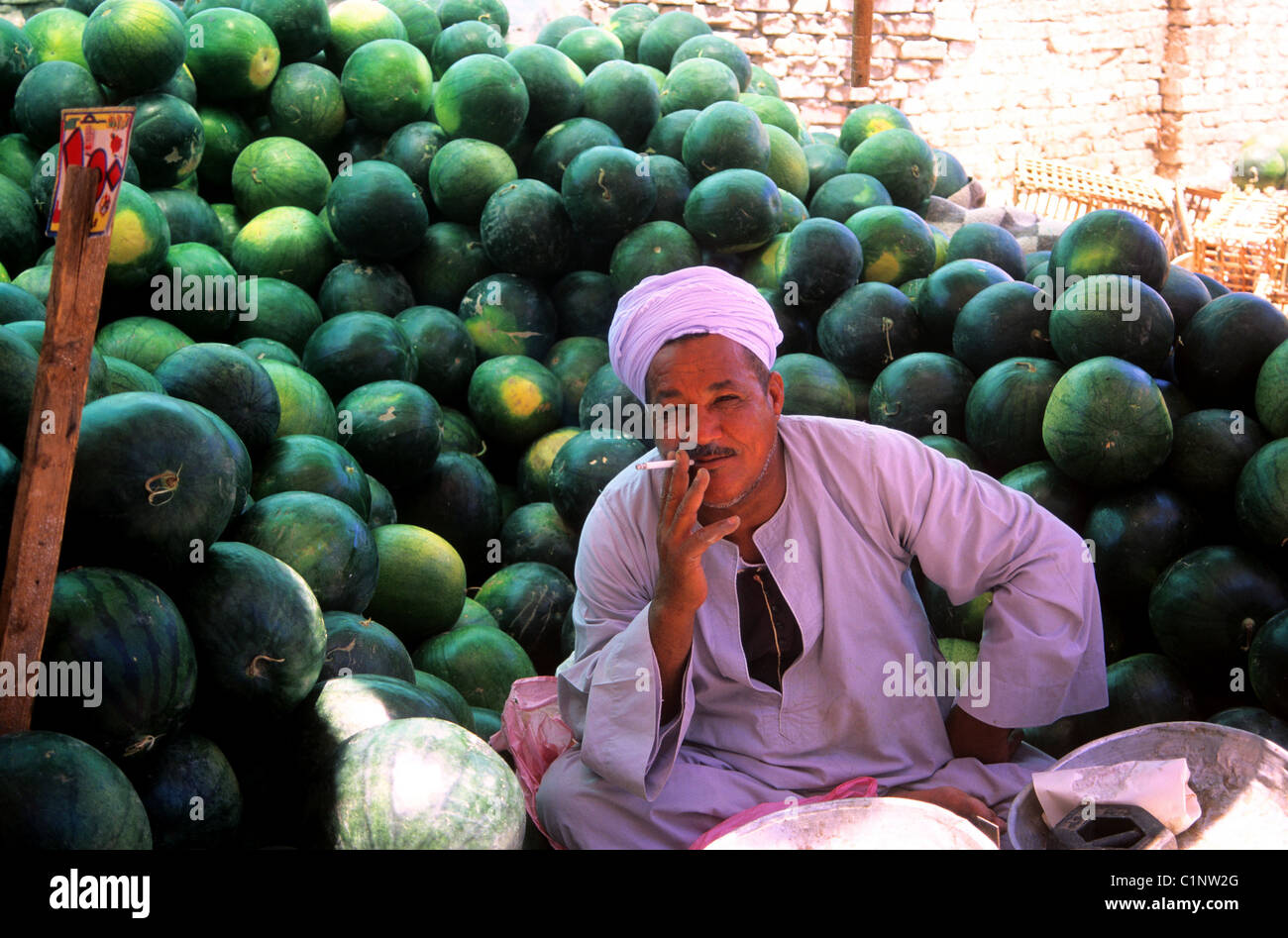 Egypt, Hurghada, watermelon salesman Stock Photo Alamy