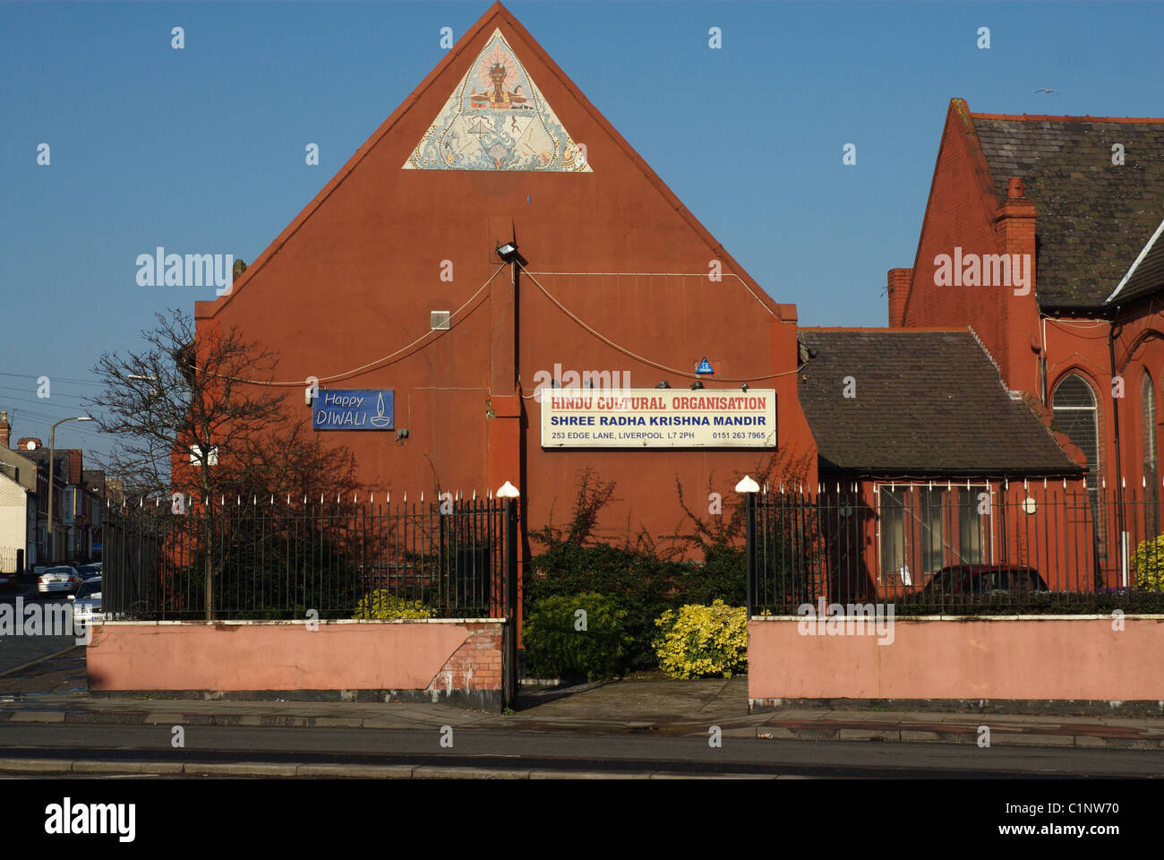 Shree Radha Krishna Hindu Temple, Edge Lane, Liverpool, Merseyside, England Stock Photo