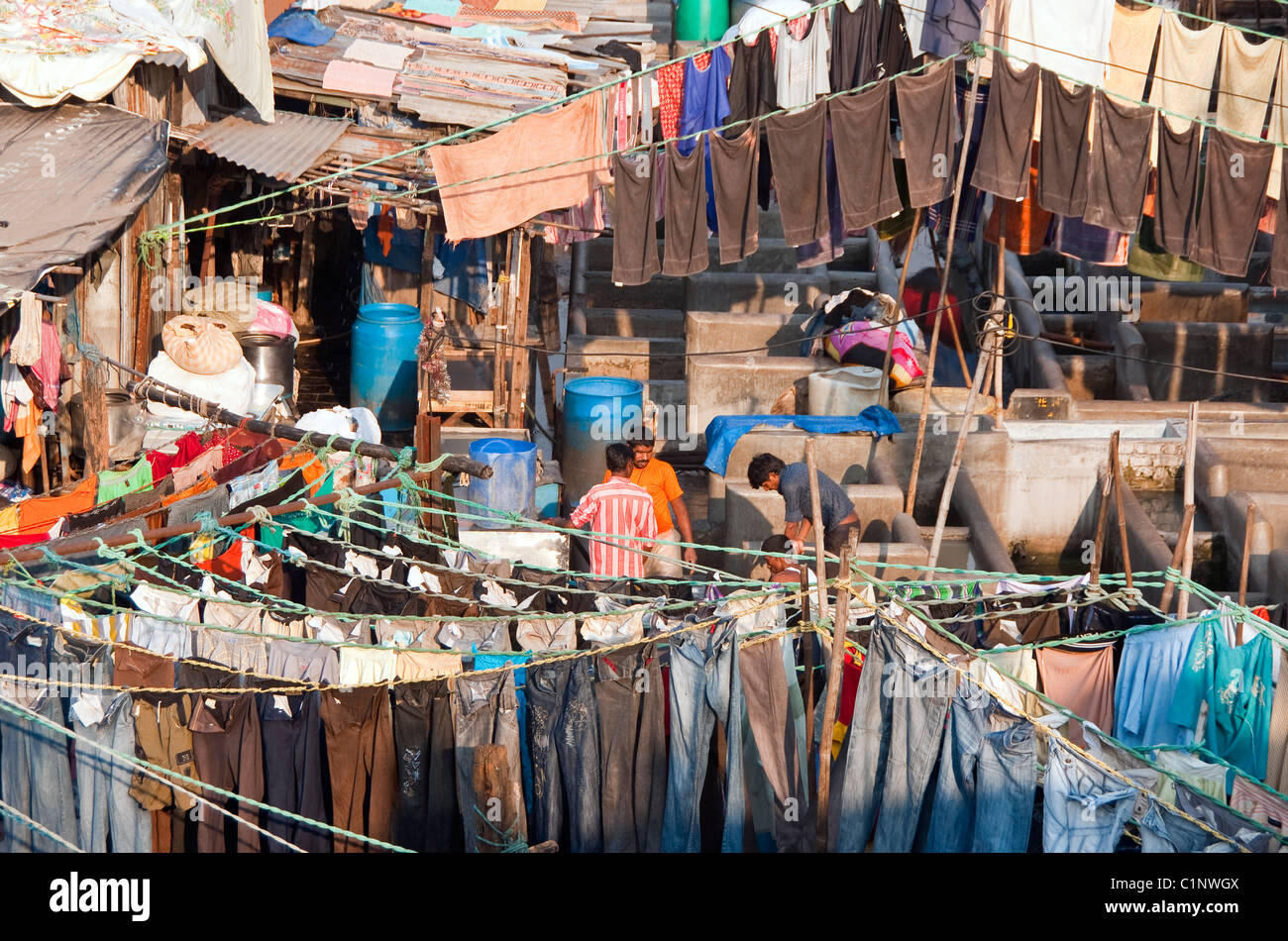 Dhobi Ghat, Mumbai's outdoor laundry. Stock Photo