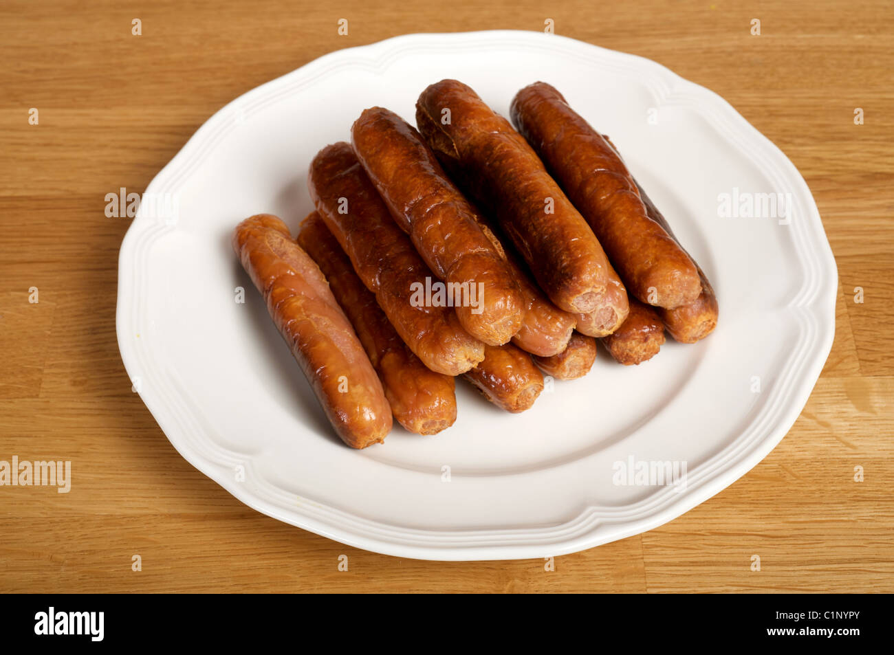 Plate of grilled sausages Stock Photo