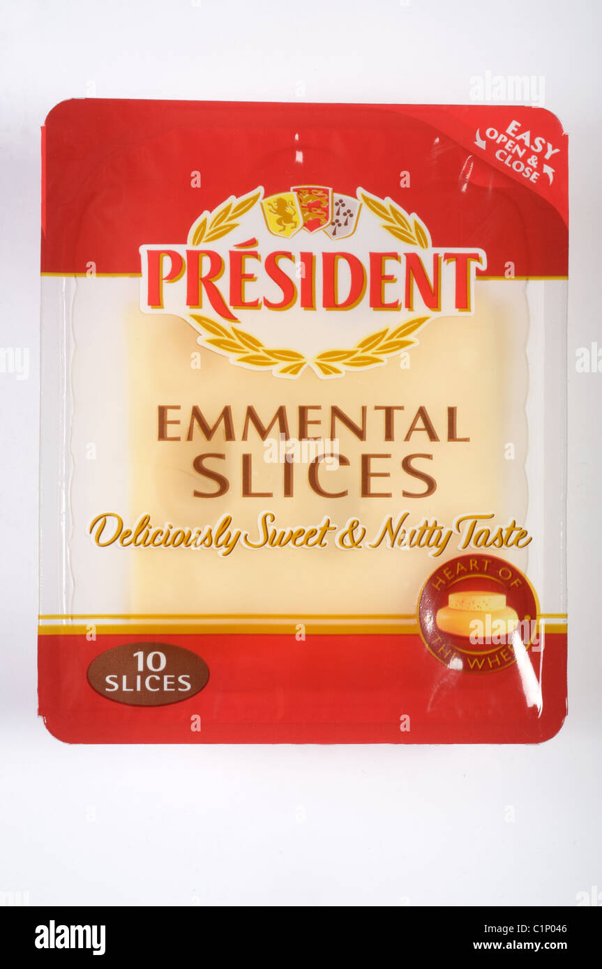 President Emmental cheese slices Stock Photo