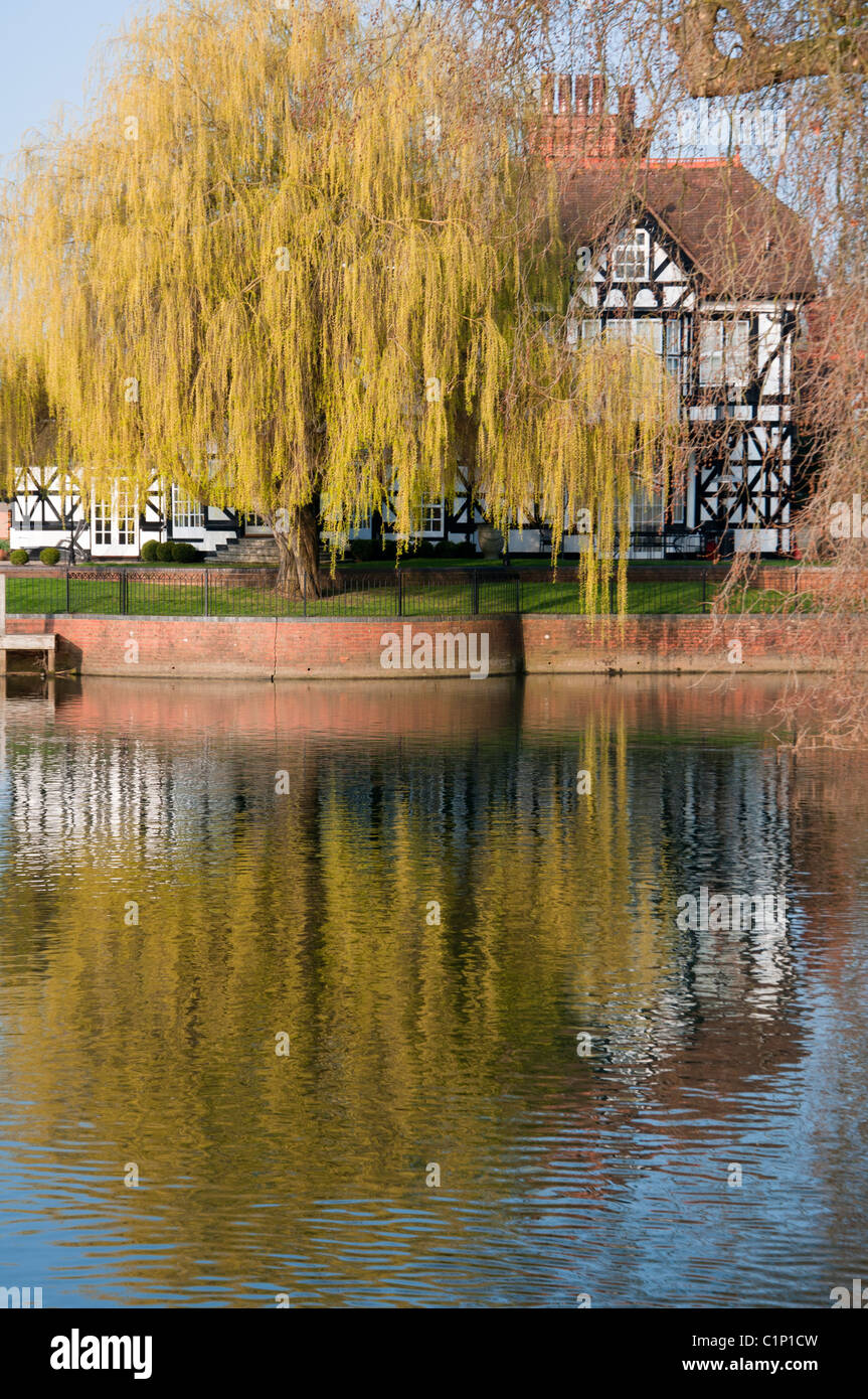 A mock Tudor house on the river Thames at Maidenhead. England Stock