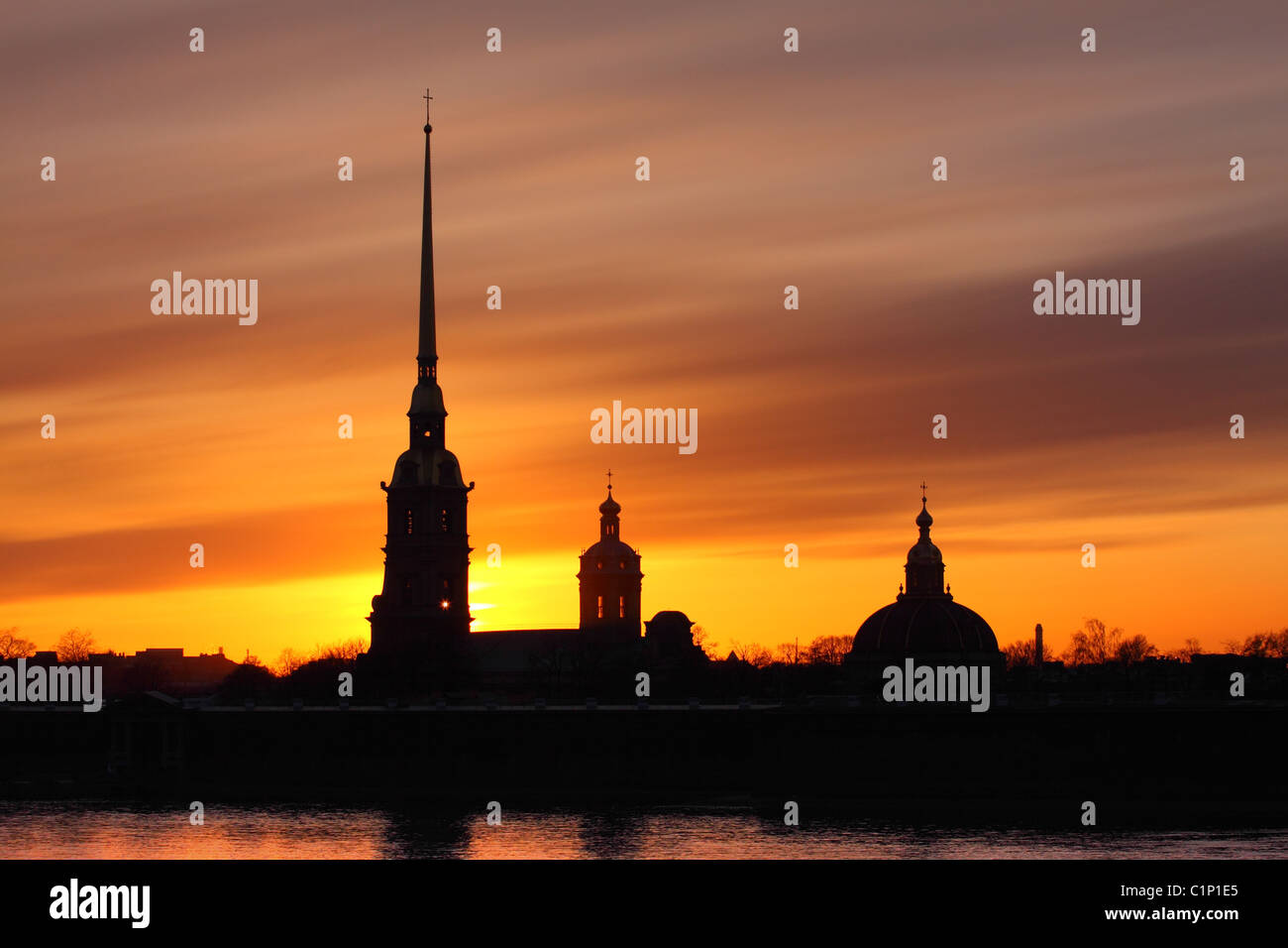 The Peter and Paul Cathedral is located inside the Peter and Paul Fortress Stock Photo