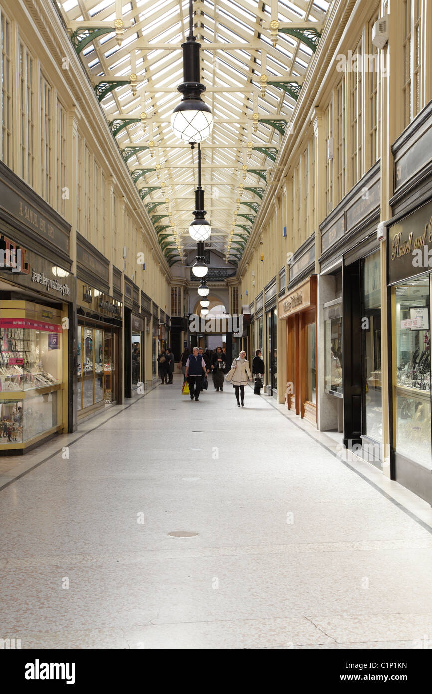 Argyll Arcade is a covered gallery housing several jewellery shops and links Argyle Street and Buchanan Street in Glasgow city centre, Scotland, UK Stock Photo