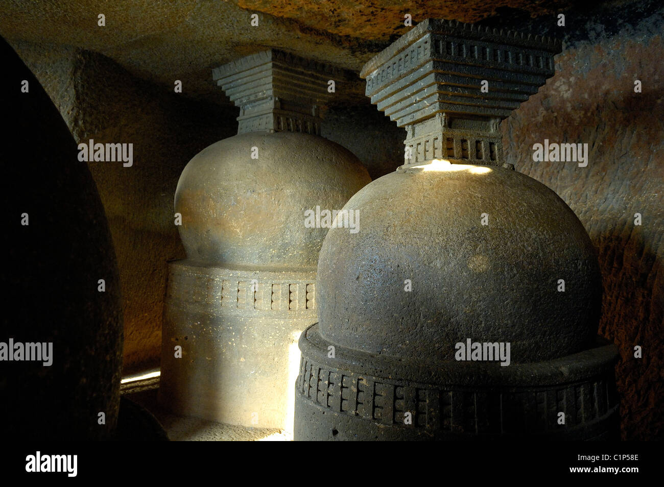 India, Karnataka, 2nd century BC Bhaja caves Stock Photo