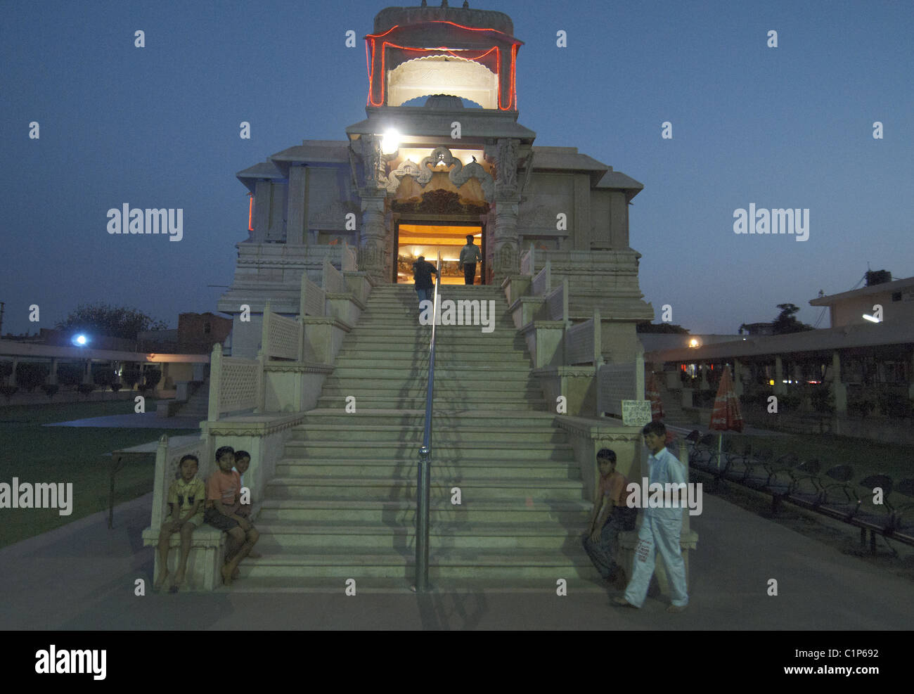 Buddhist religious temple in Ludhiana, Punjab, India at night Stock Photo