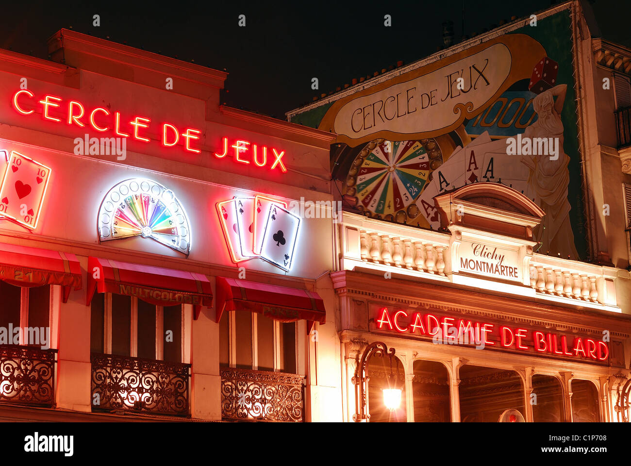 France, Paris, Cercle des Jeux Clichy-Montmartre, Rue de Clichy Stock Photo