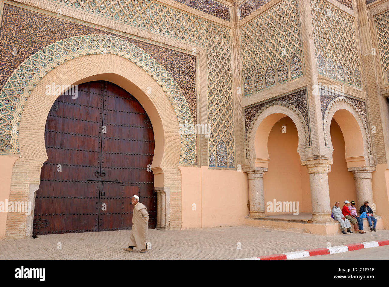 Morocco, Meknes Tafilalet region, Meknes, Bab el Mansour Gate between