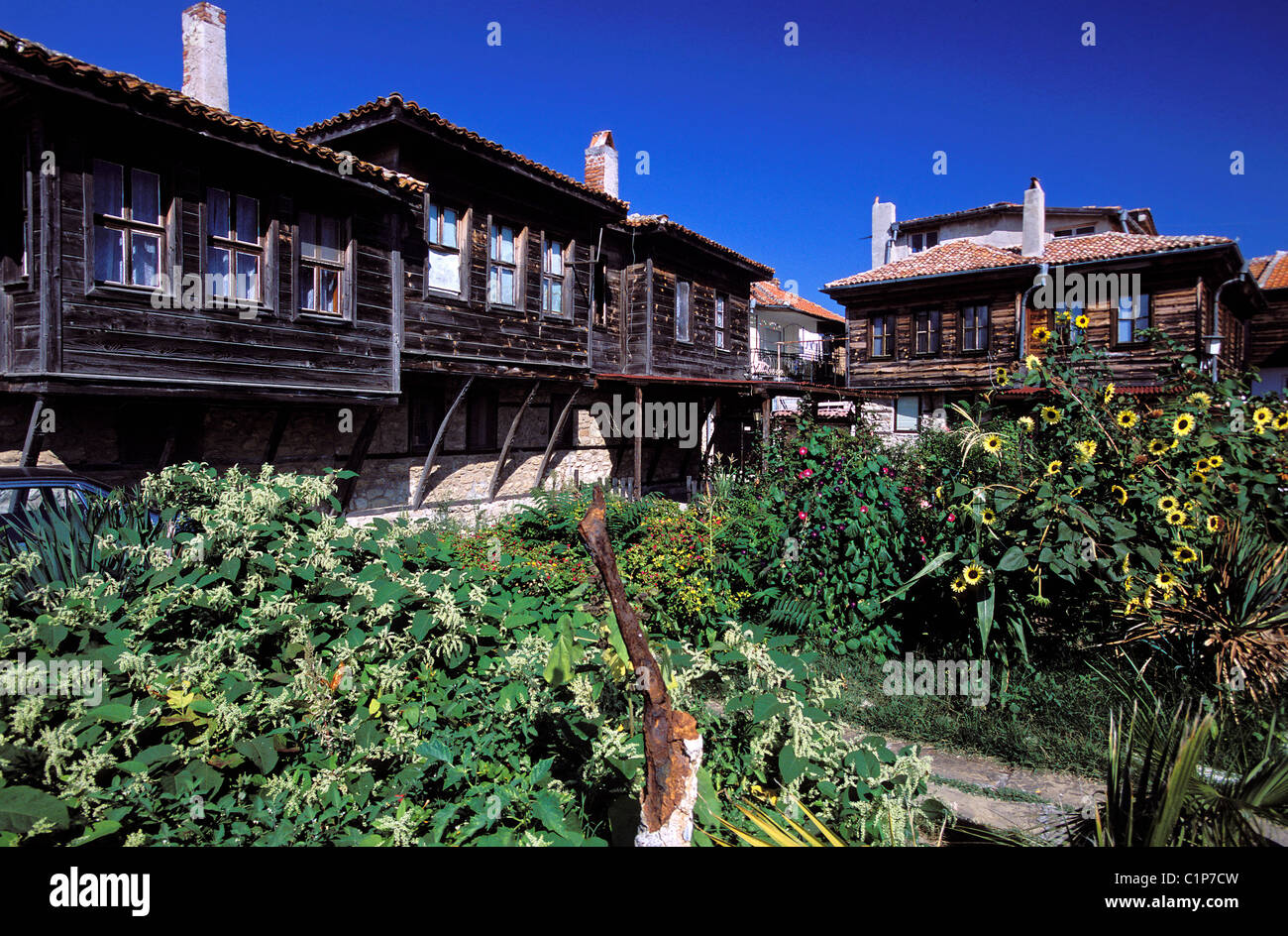 Bulgaria, Black Sea, Nessebar, traditional wooden houses listed as World Heritage by UNESCO