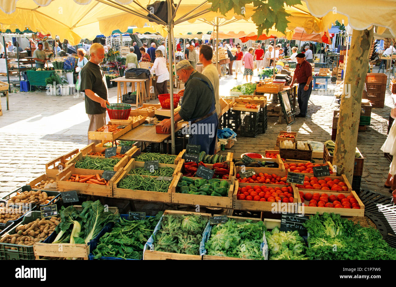 France, Drome, Valence, market at Clercs square Stock Photo