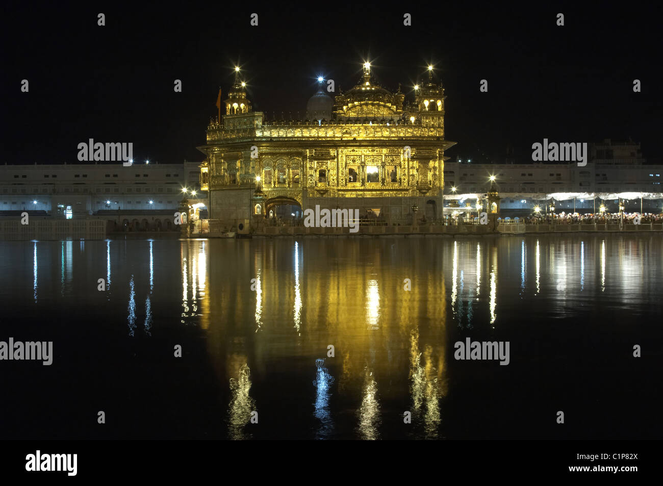 The Golden Temple, Amritsar, at night. Stock Photo