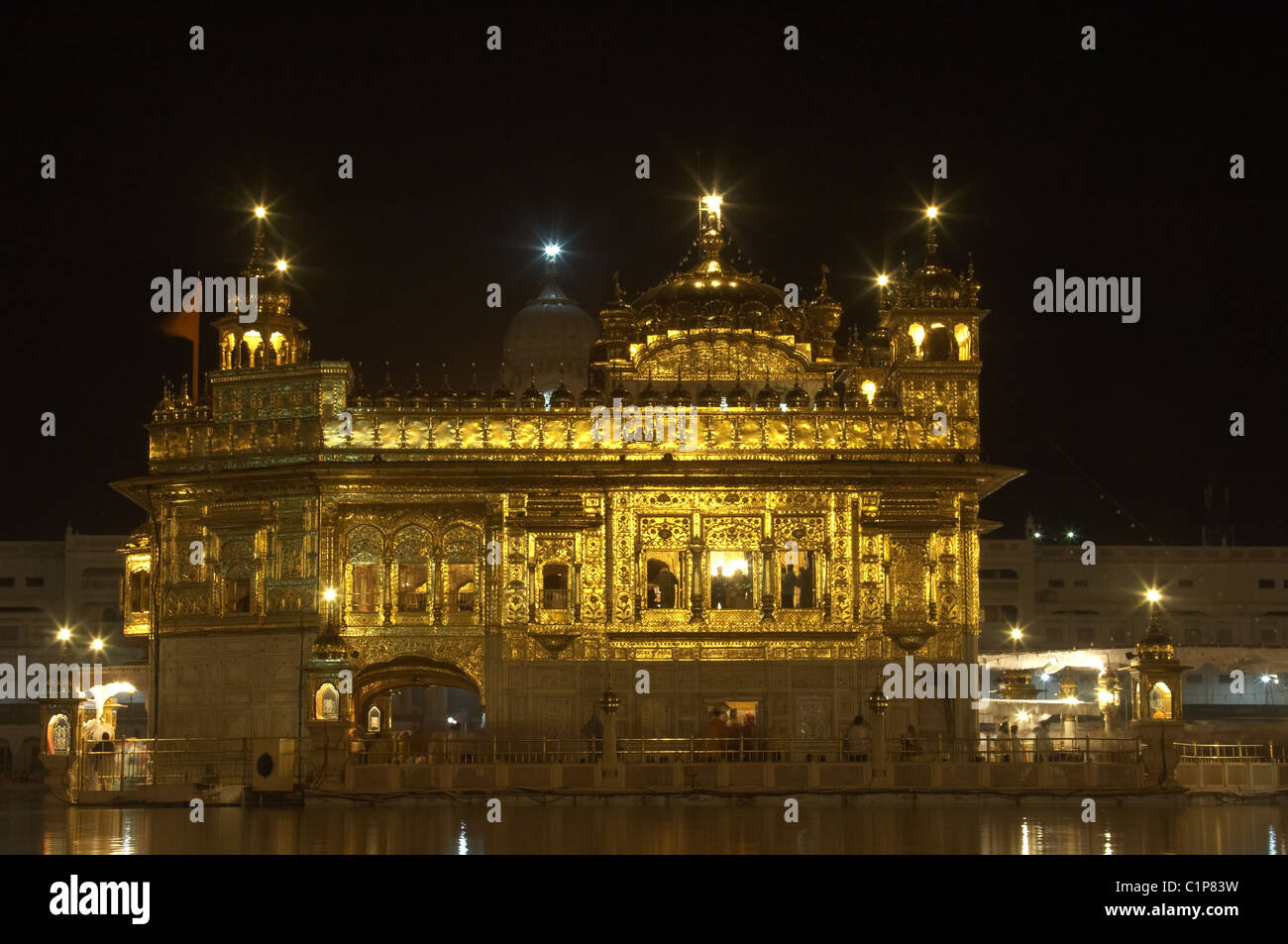 The Golden Temple, Amritsar, at night. Stock Photo
