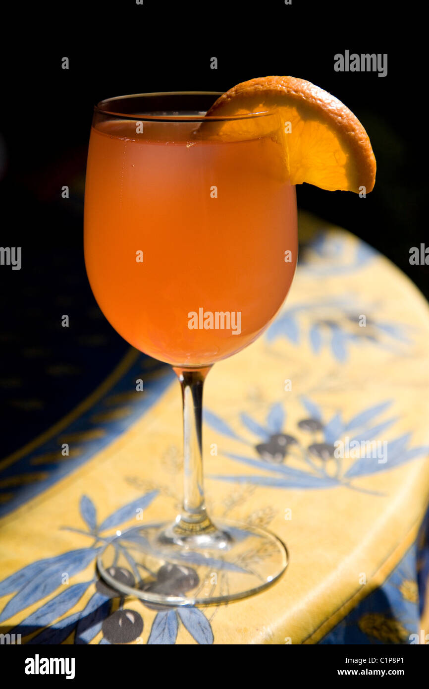 Cranberry Mimosa Cocktail - Champagne, Orange Juice, Cranberry Juice Stock Photo