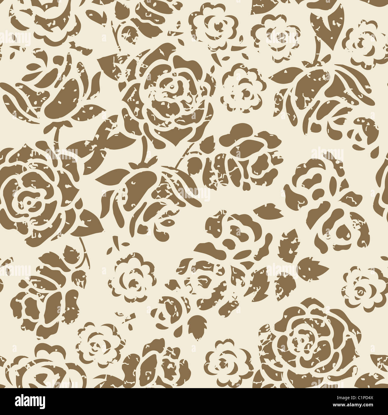 Grunge Seamless Floral Pattern Stock Photo