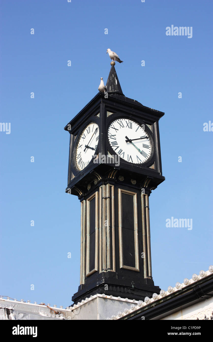 England, Sussex, Brighton Pier, clock tower Stock Photo Alamy