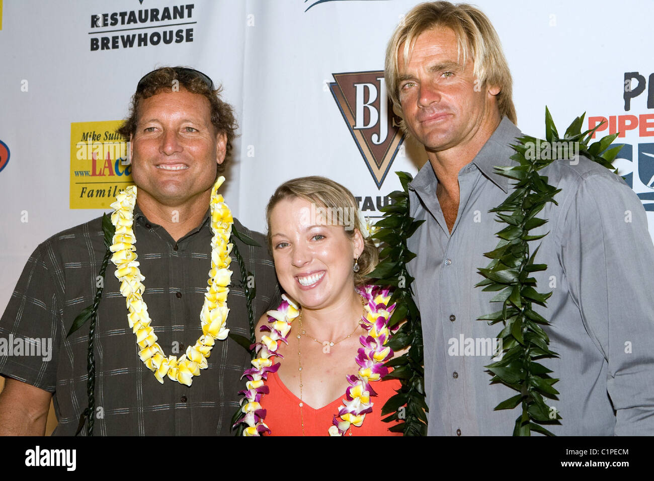 Dave Kalama and Laird Hamilton with guest The Pacsun Pipeline Campaign Fundraiser for Cystic Fibrosis held in the Hyatt Regency Stock Photo
