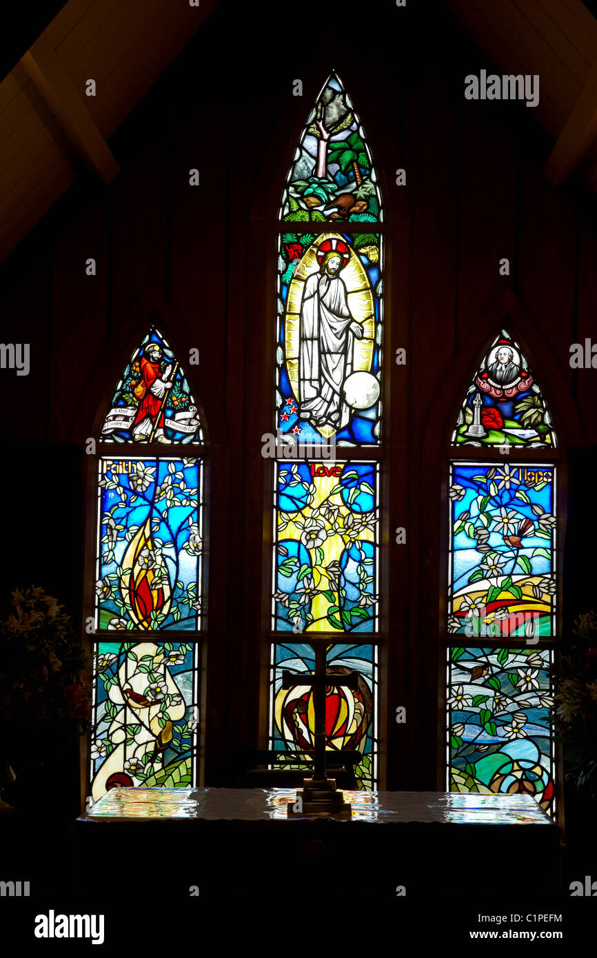 Stained glass window, St James Church (1878), Kerikeri, Northland