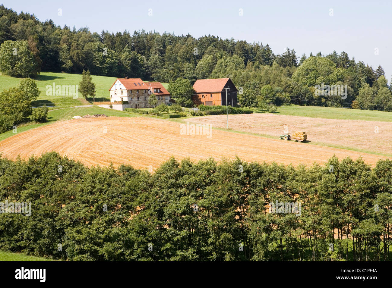 Germany, Bavaria, Bayreuth, farm and harvested field Stock Photo - Alamy