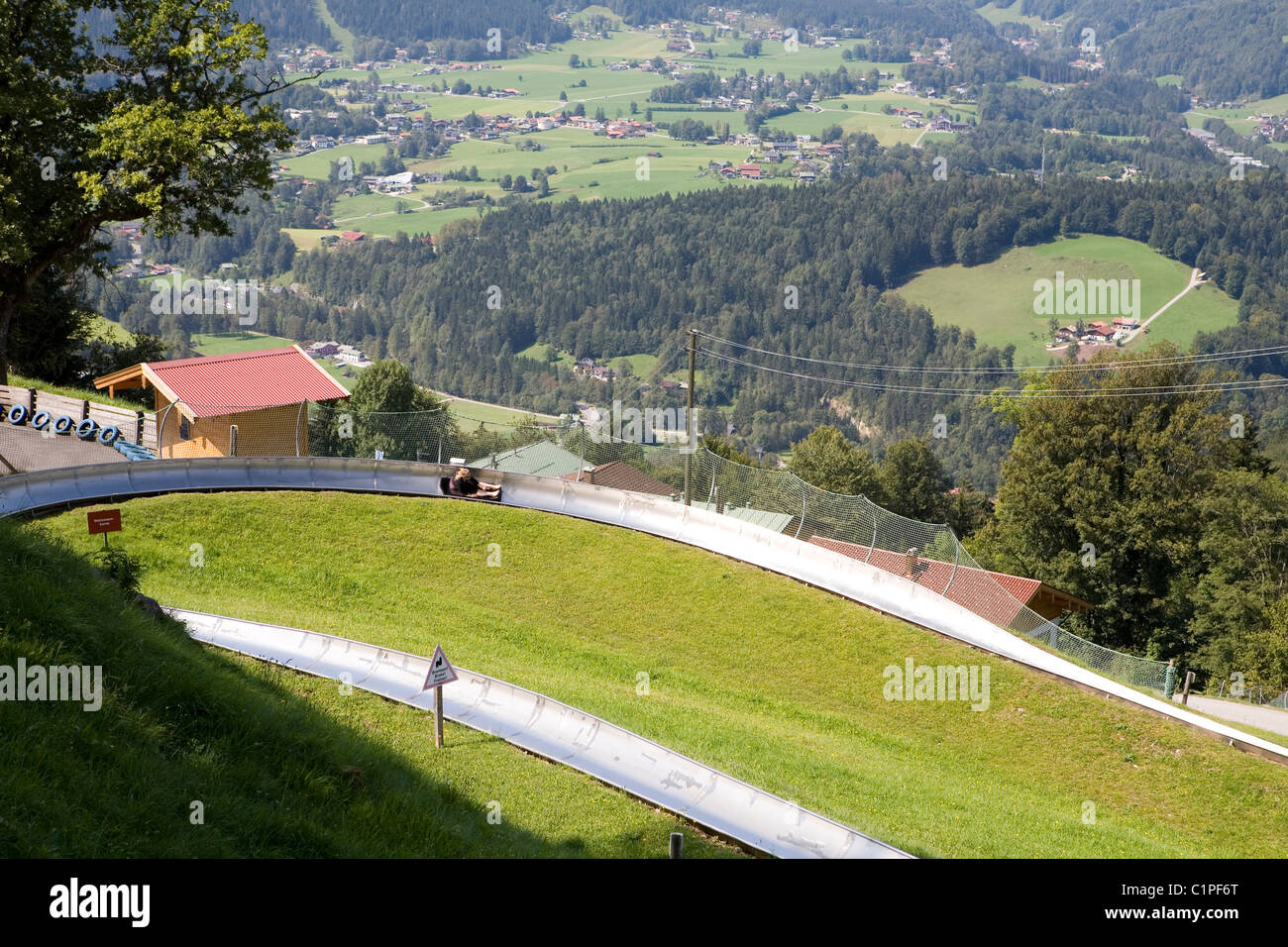 Germany, Berchtesgaden, Hochlenzer, luge track in summer Stock Photo