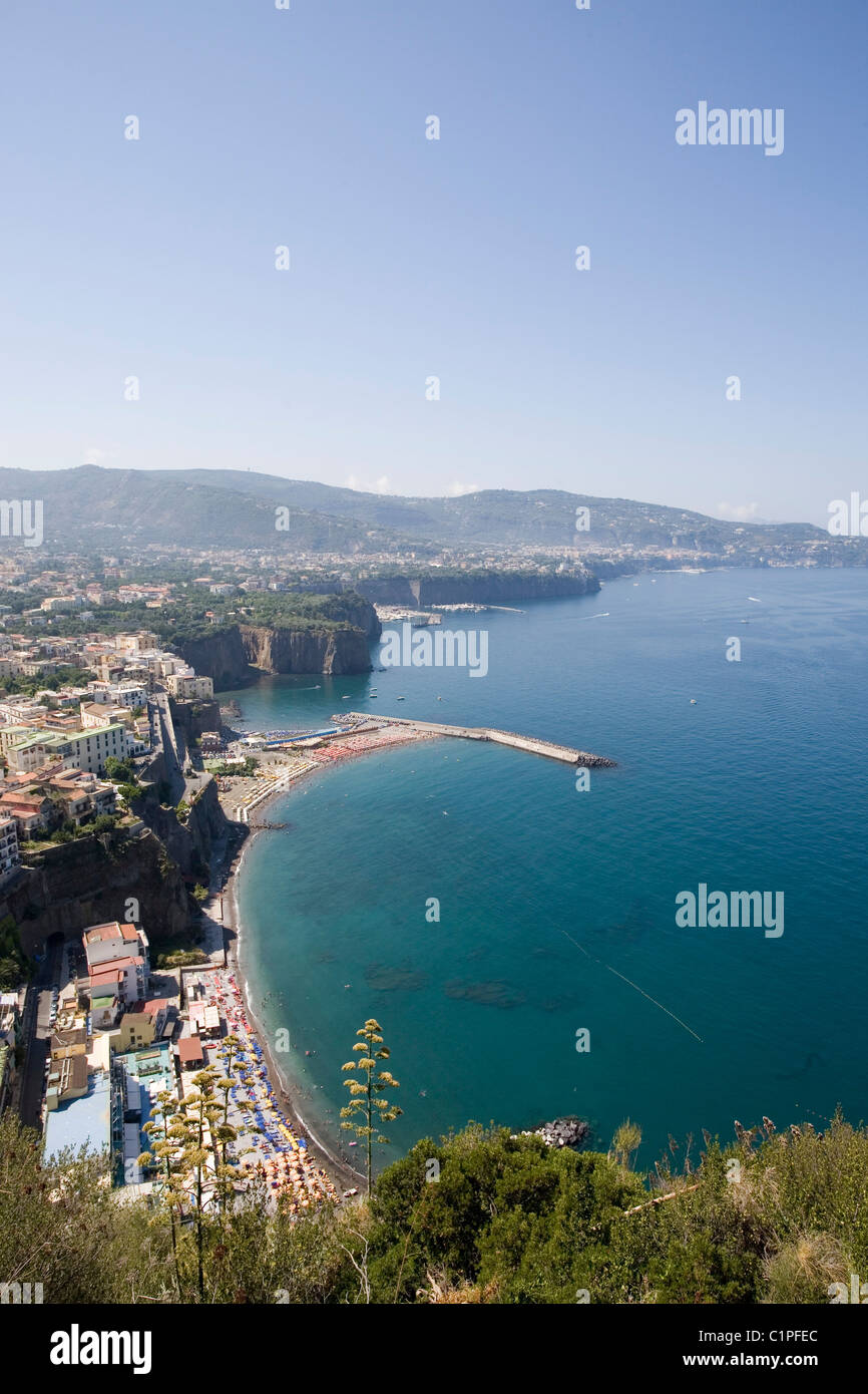 Italy, Sorrento, Bay of Naples and coastline Stock Photo