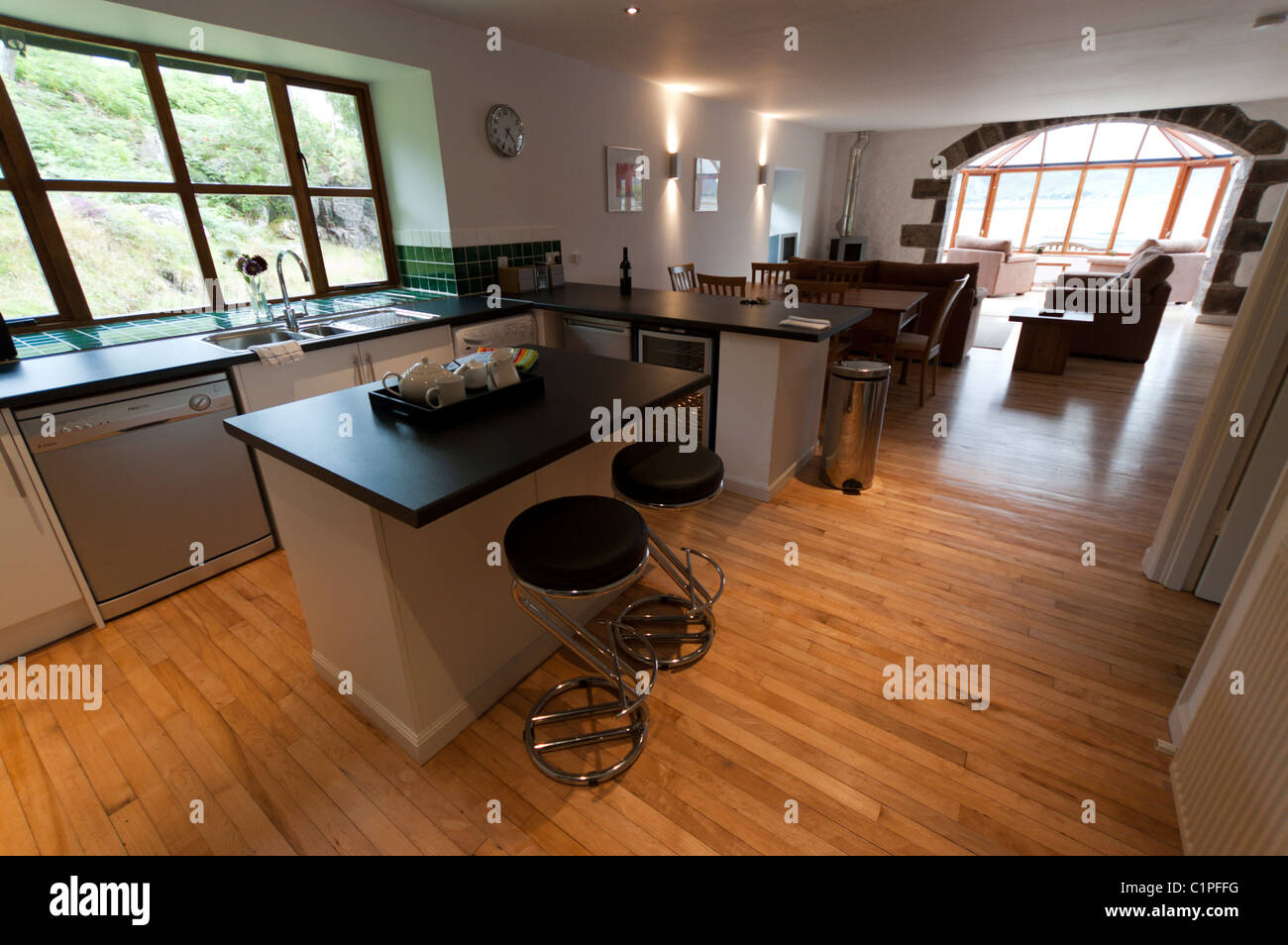 The Boathouse self-catering holiday accommodation on Loch Torridon in the Highlands of Scotland. Stock Photo