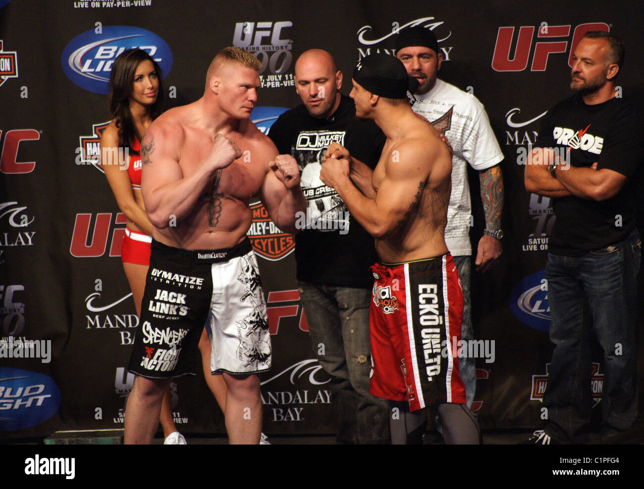 Brock Lesnar and Frank Mir The UFC 100 weigh-in held at Mandalay Bay Hotel  and Casino Las Vegas, Nevada - 10.07.09 Stock Photo - Alamy