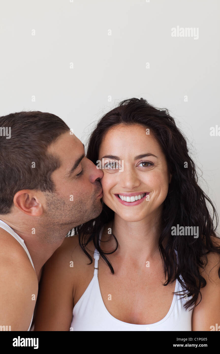 Man kissing his beautiful girlfriend Stock Photo Alamy
