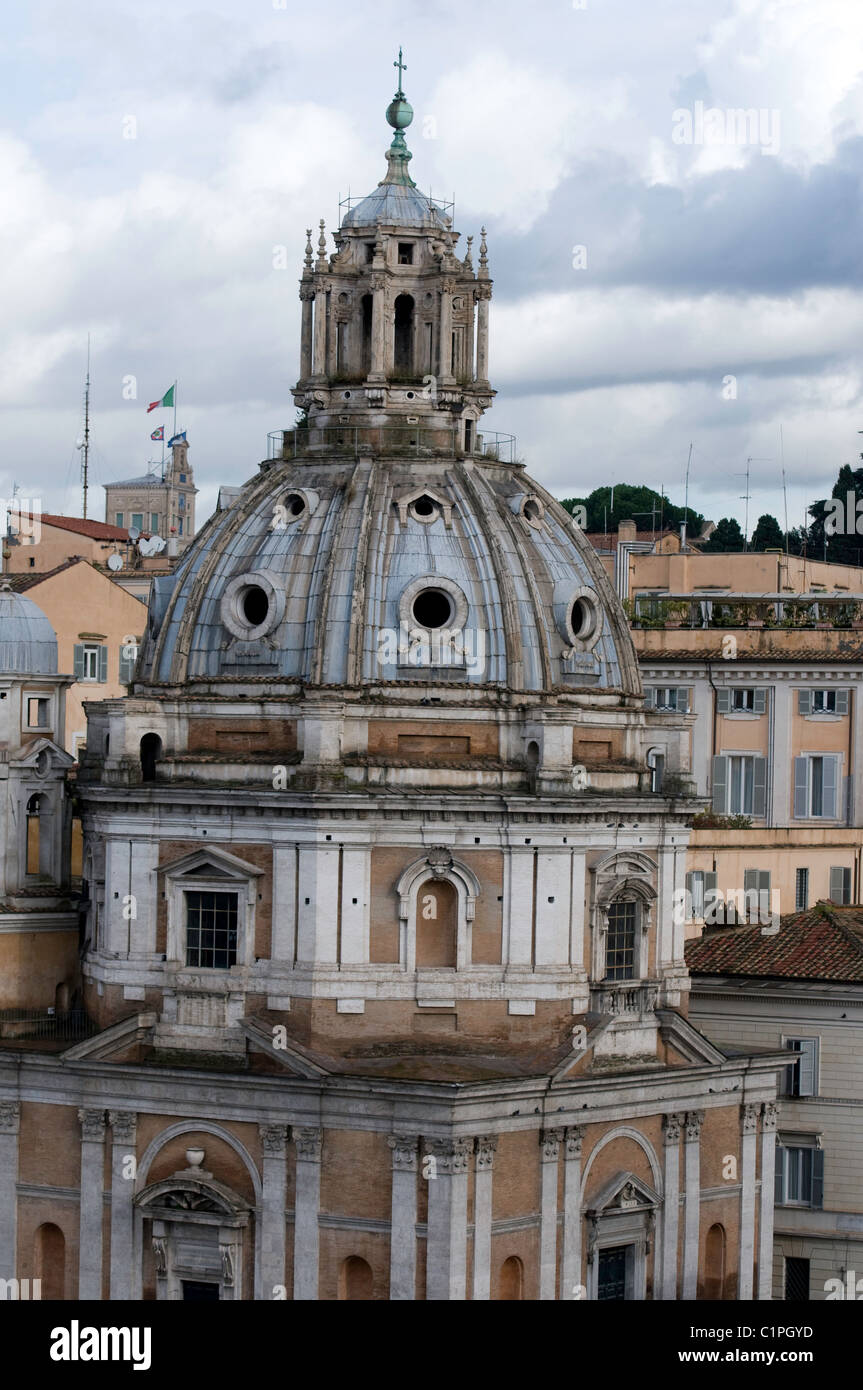 Detail of Roman buildings near Piazza Venecia, Italy. Stock Photo