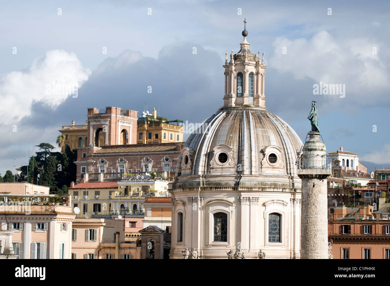 Detail of Roman buildings near Piazza Venecia, Italy. Stock Photo