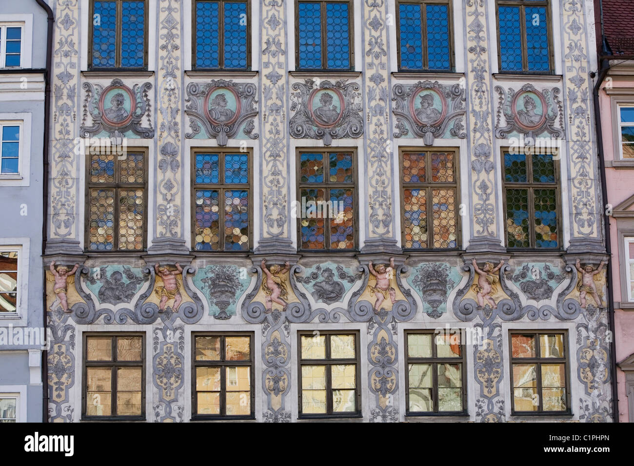 Germany, Bavaria, Landsberg-am-Lech, stucco facade of town hall Stock Photo