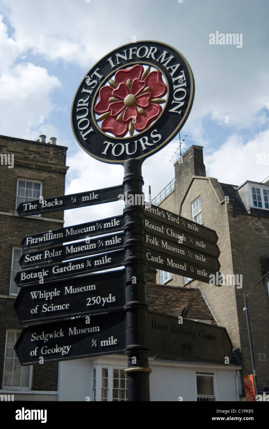 England, Cambridge, tourist information signs Stock Photo