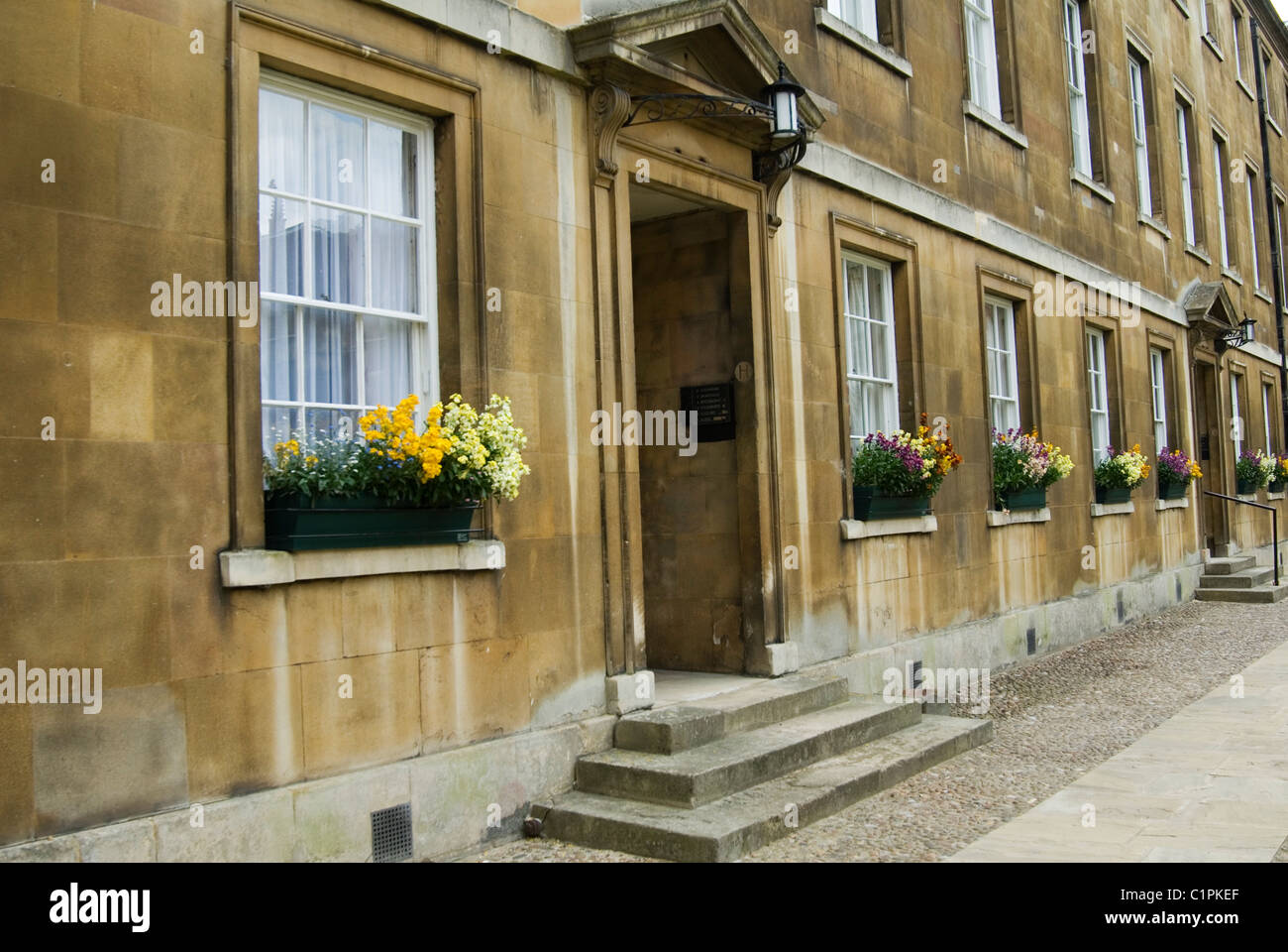 England, Cambridge, St. John's College with window boxes Stock Photo