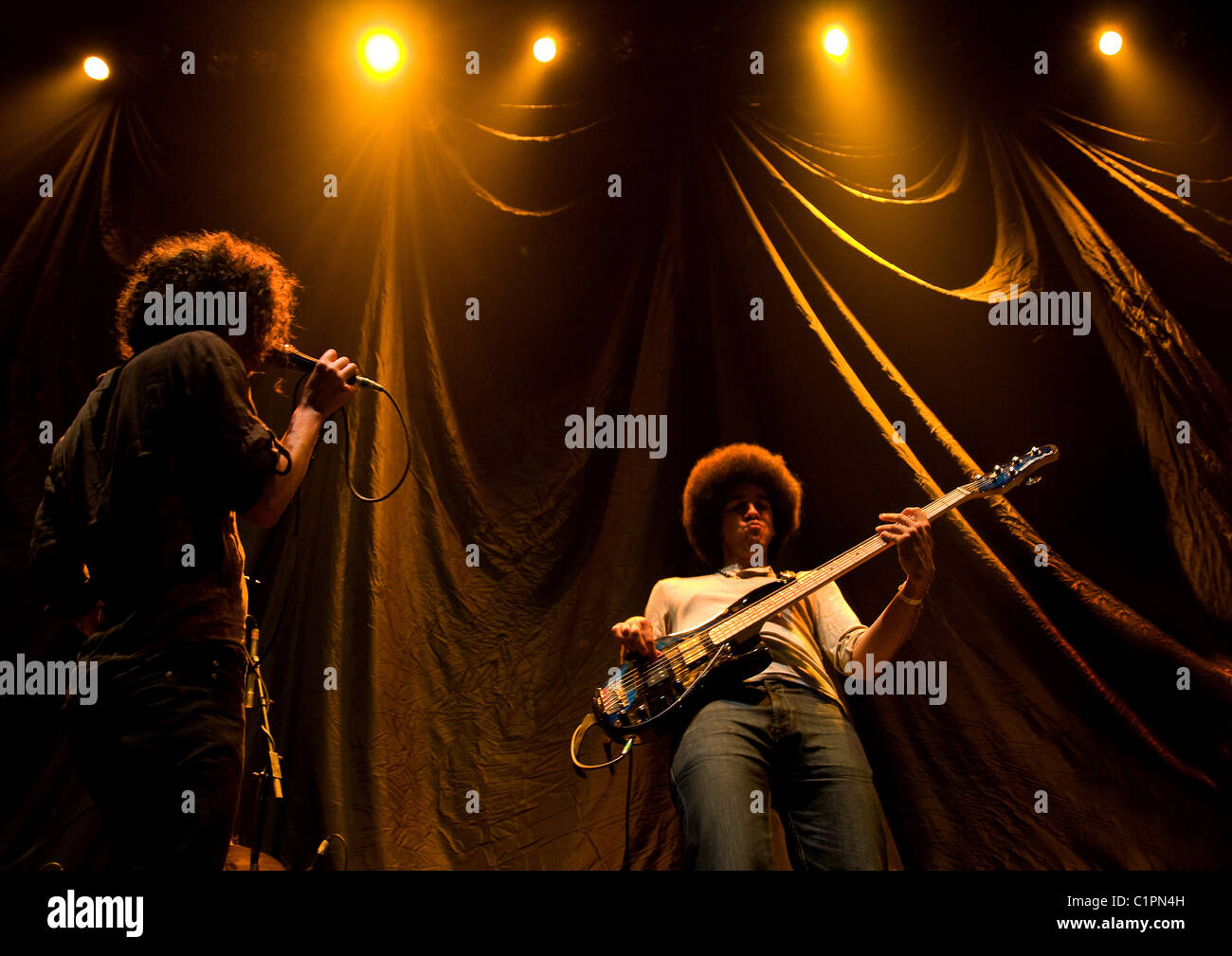 Alex Vargas and Sam Odiwe of Vagabond support McFly at the Liverpool Echo  Arena as part of the Summer Pops Festival Liverpool Stock Photo - Alamy