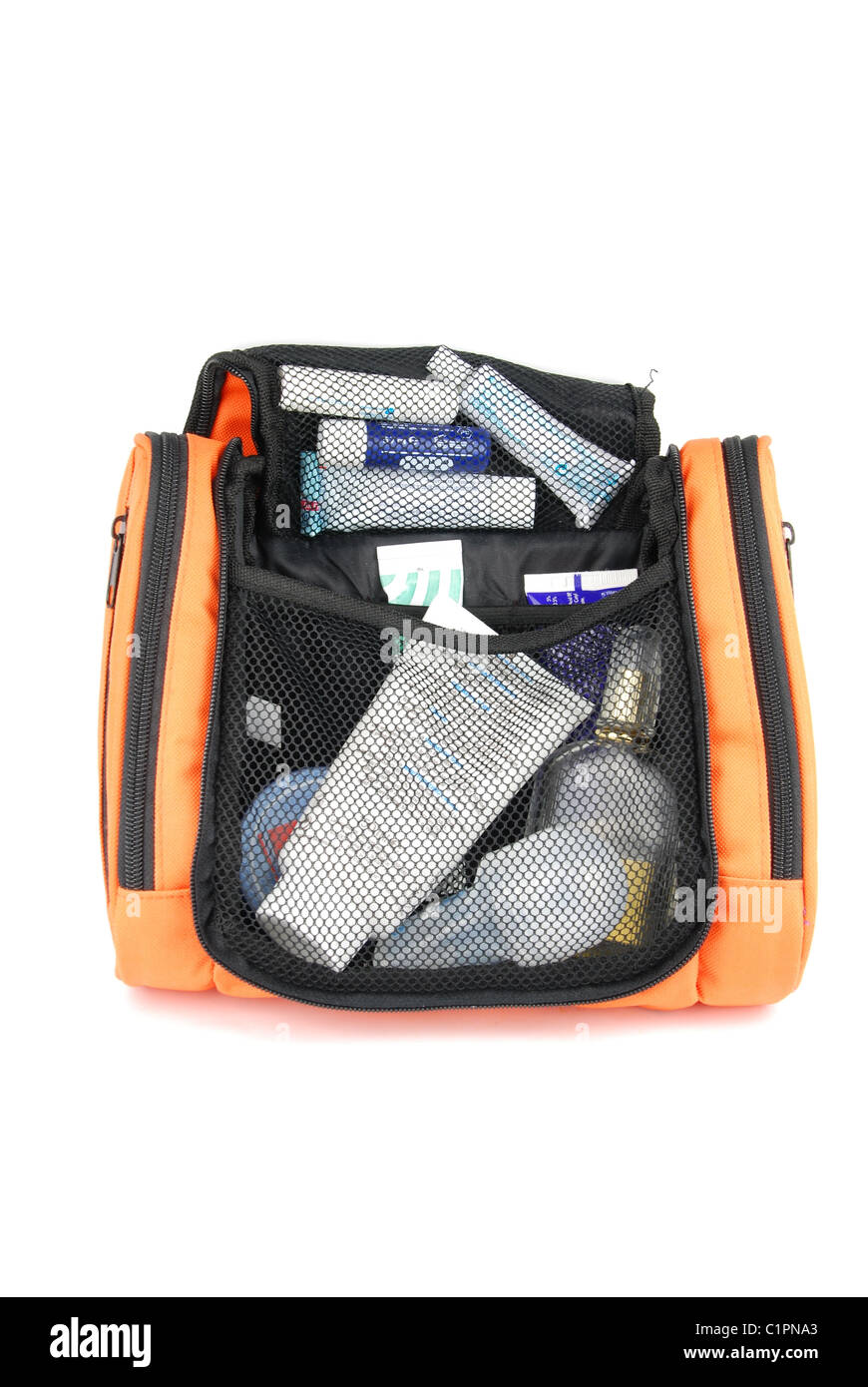 Orange toiletry bag Stock Photo Alamy