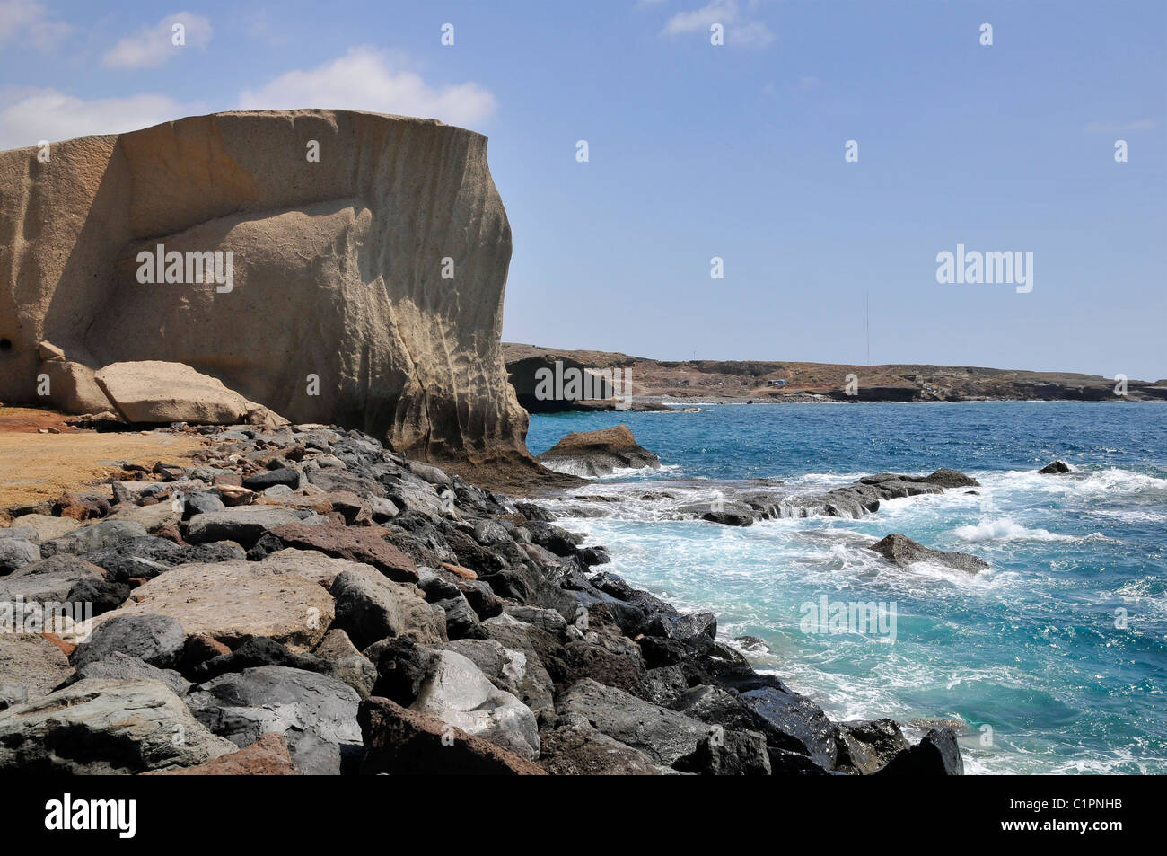 Rocky coast of San Miguel del Tajao of the southeast part of Tenerife in the Spanish Canary Islands Stock Photo