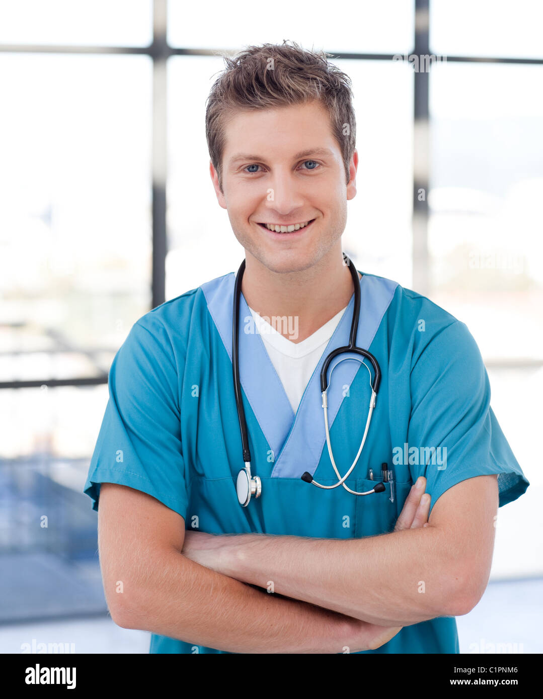 Handsome young male nurse Stock Photo