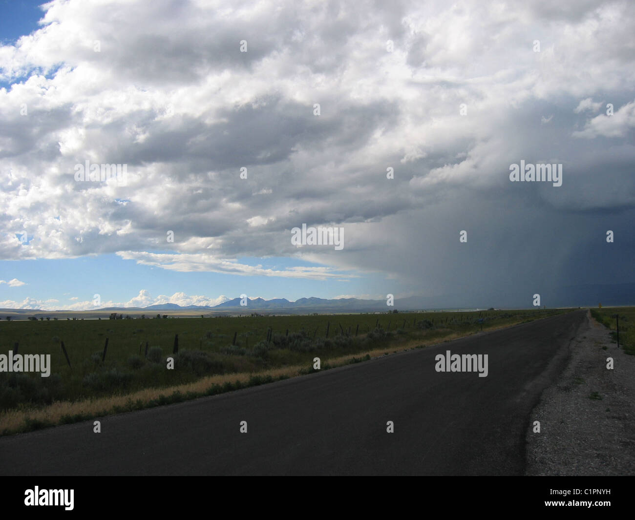 Wyoming, USA. Rainclouds form over the high altitude prairie region