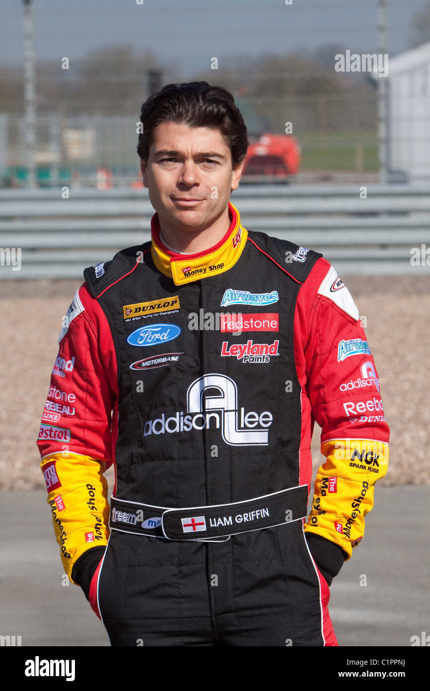 British Touring Car driver Liam Griffin of team Airwares Racing who drives a Ford Focus. Liam is the Managing Director of Addison Lee. Stock Photo