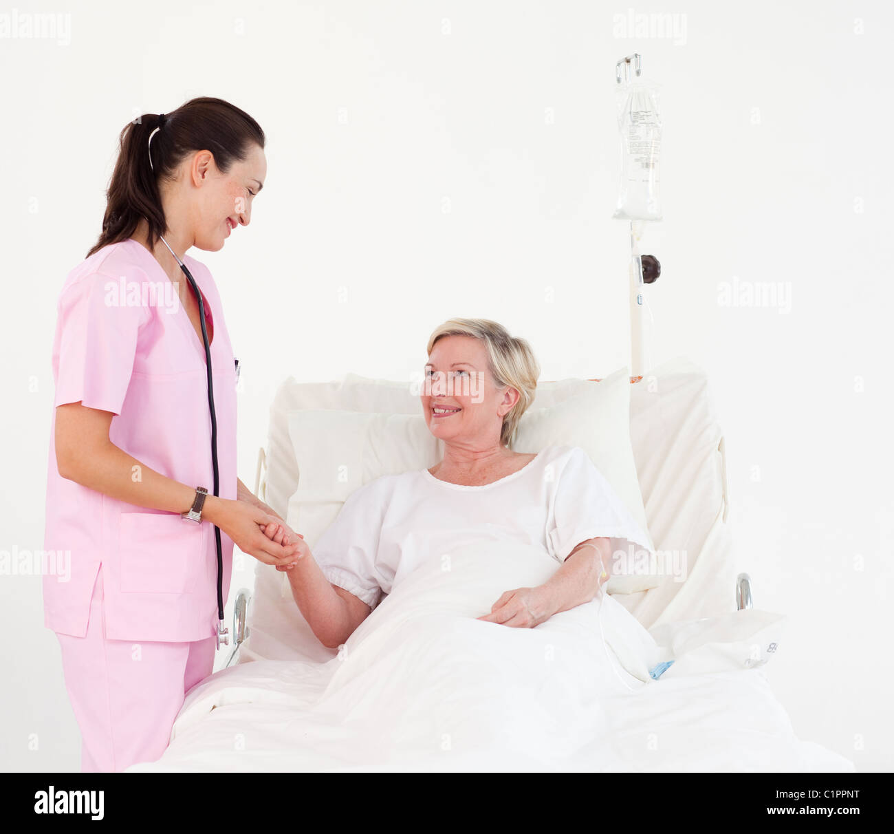 Elderly woman in hospital bed hi-res stock photography and images - Alamy