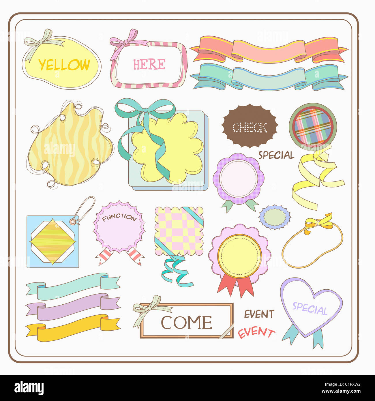 various types of sticker illustration Stock Photo Alamy
